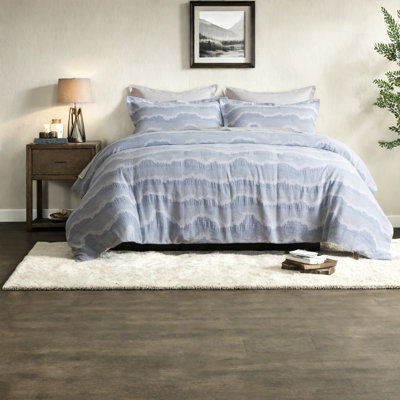 Ensembles de literie en coton très grand, ensemble de couette en jacquard bleu pour maison moderne