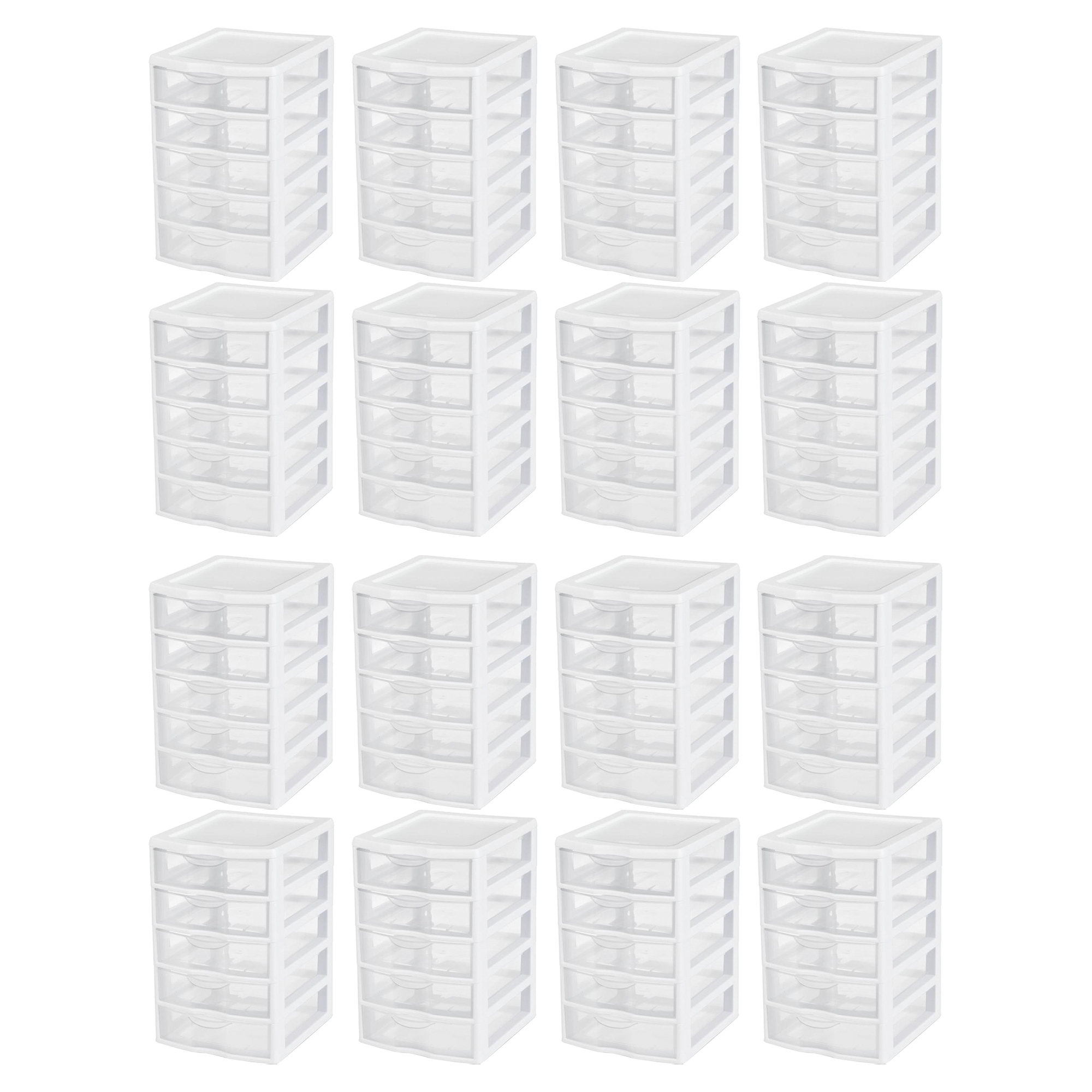 Sterilite Clearview Small Plastic 5 Drawer Desktop Storage Bin System ...
