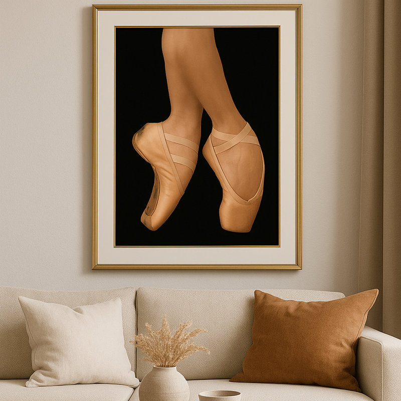 Poise & Pointe Framed Canvas Wall Art by Kasian Art Studio - Black Frame, Black