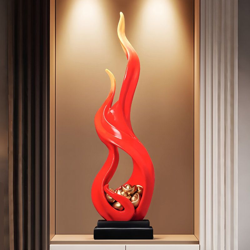 33.07"Red resin sculptural artwork