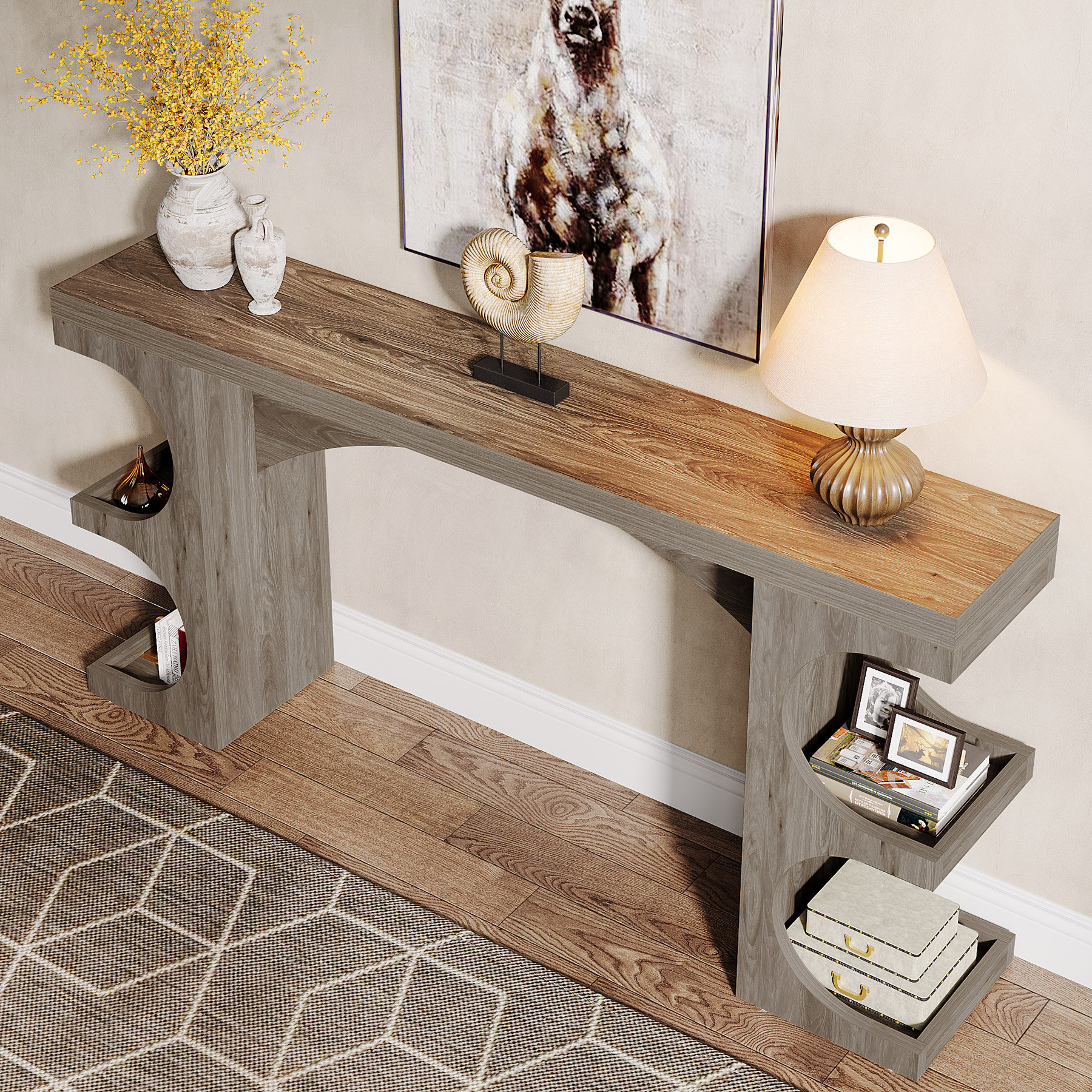 Millwood Pines 63-Inch Dark Grey Long Console Table | Wayfair