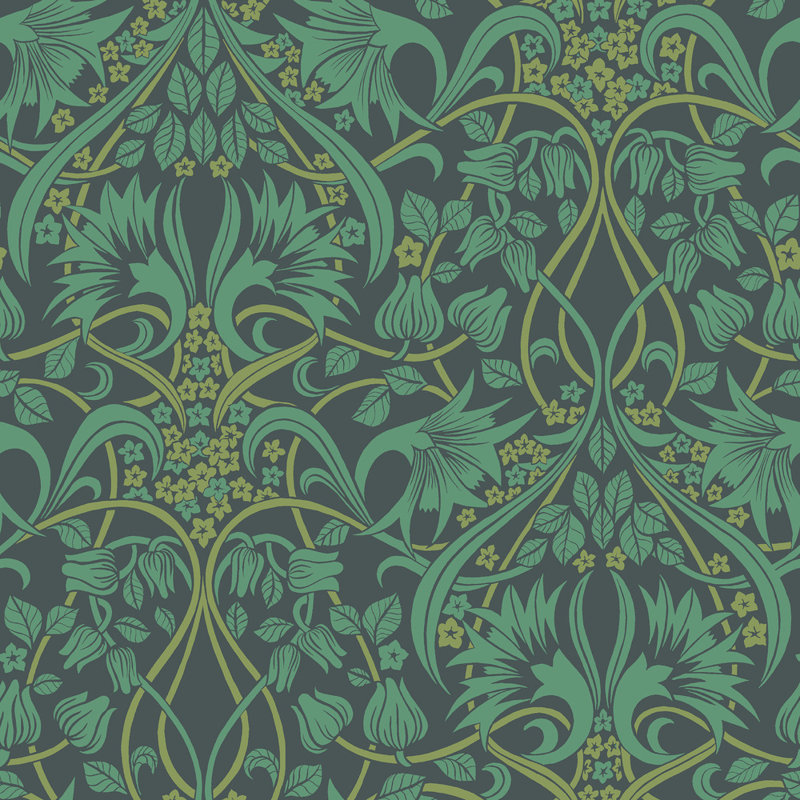 32.82' L x 27.58" W Wallpaper Roll, Indigo/Teal