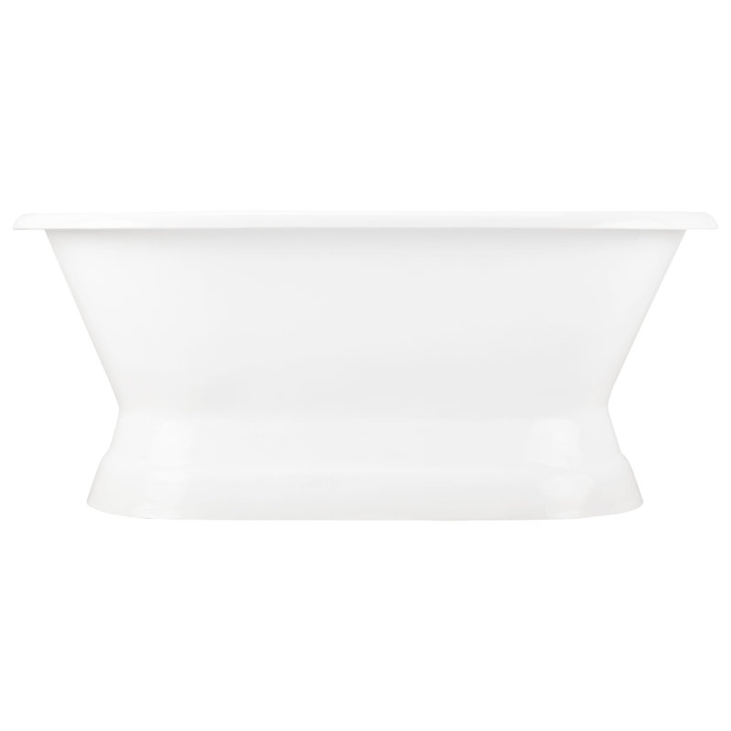 Henley 72" Free Standing Cast Iron Soaking Tub with Center Drain and Drain Assembly, Brushed Nickel