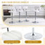 Ensemble de bar à hauteur réglable, table de pub ronde en marbre blanc avec pieds chromés et 2 tabourets de bar en cuir de polyuréthane rembourré blanc avec fonction pivotante, ensemble bistro pour petits espaces-1837846489-1837846488