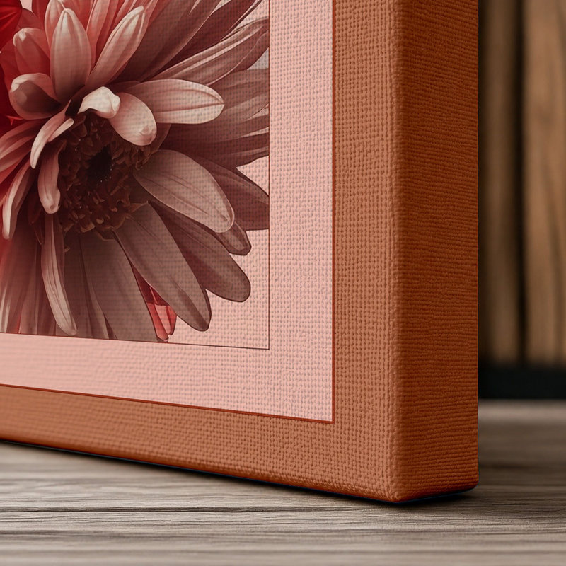Gerbera Abundance Botanical - Wrapped Canvas, 30x20 - 76.2 x 50.8 cm, Terracotta Border