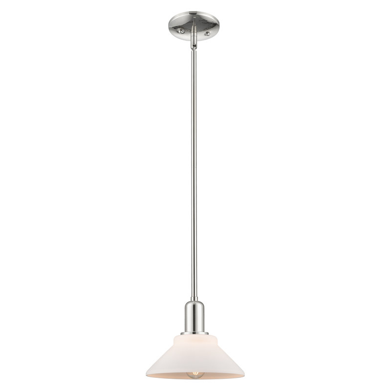 Arcadia - Orwell - Mini-luminaire suspendu avec tige 8 lumières 1 lumière, Nickel poli, Blanc mat