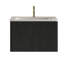 Meuble-lavabo de salle de bain 24 po - Chêne noir rayé, lavabo en céramique blanche, texture pratique en chêne, élégance-130597382