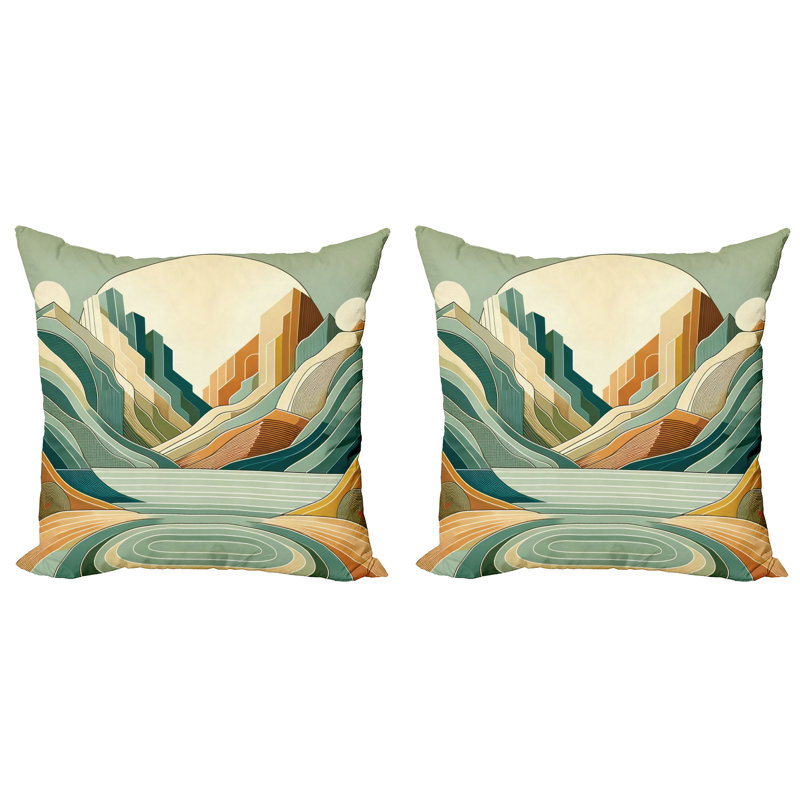 sd1069_Ambesonne, housse de coussin, ensemble de 2 montagnes pastel montantes, H 16 po x l 16 po