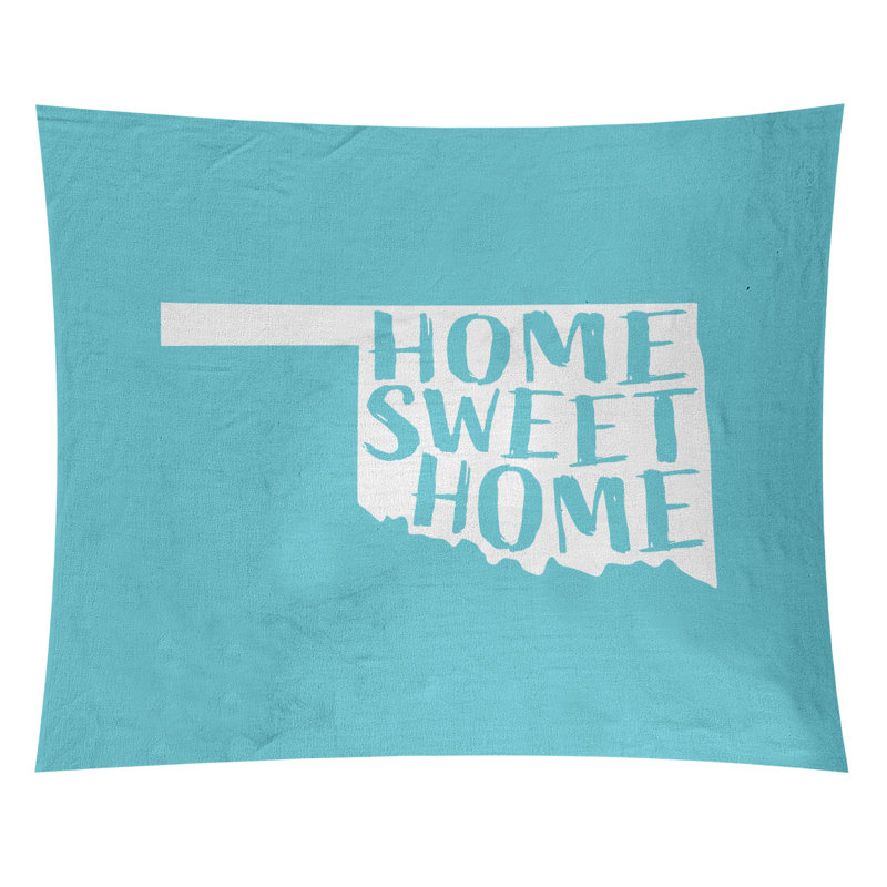Tapisserie Home Sweet Oklahoma, H 104 po x l 88 po, Bleu sarcelle