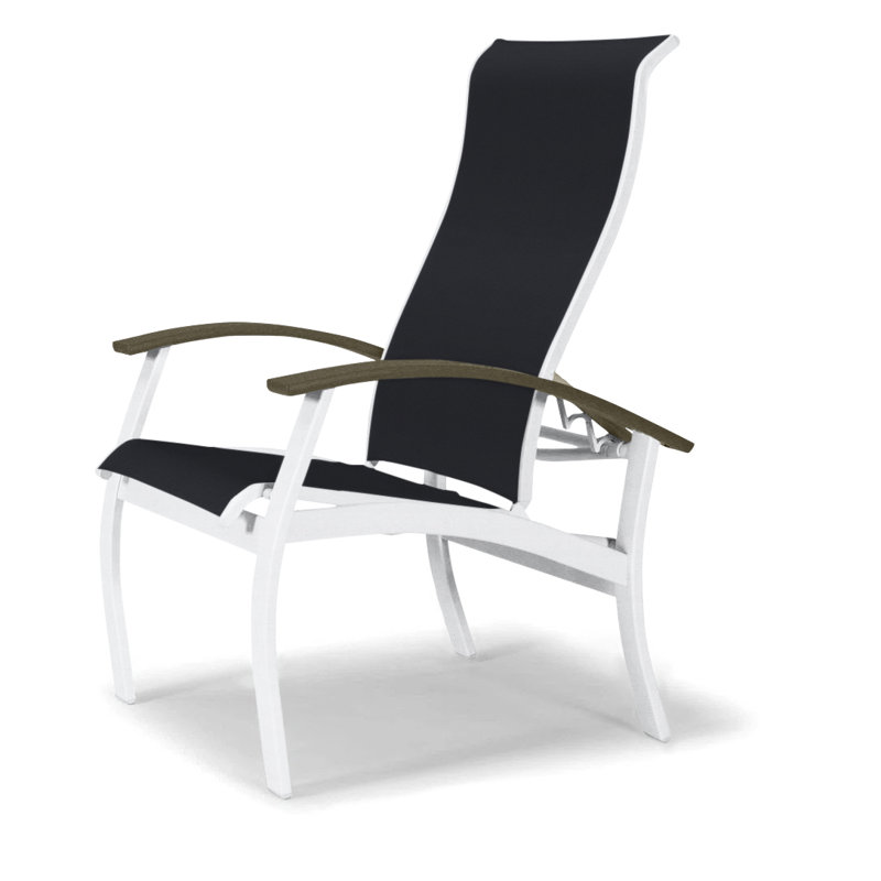 Belle Isle Outdoor Dining Armchair, Gloss White, Beachwood, Black 5D Sunbrella®