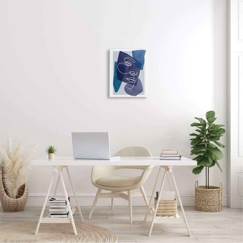 Doodle «Bold Blue» par Birch & Ink, L 16 po x H 20 po, Toile tendue