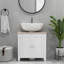 Under Sink Bathroom Storage - U-shape, Adjustable Shelf, 9 Lbs Shelf White Bookcase U-shape Cabinet,