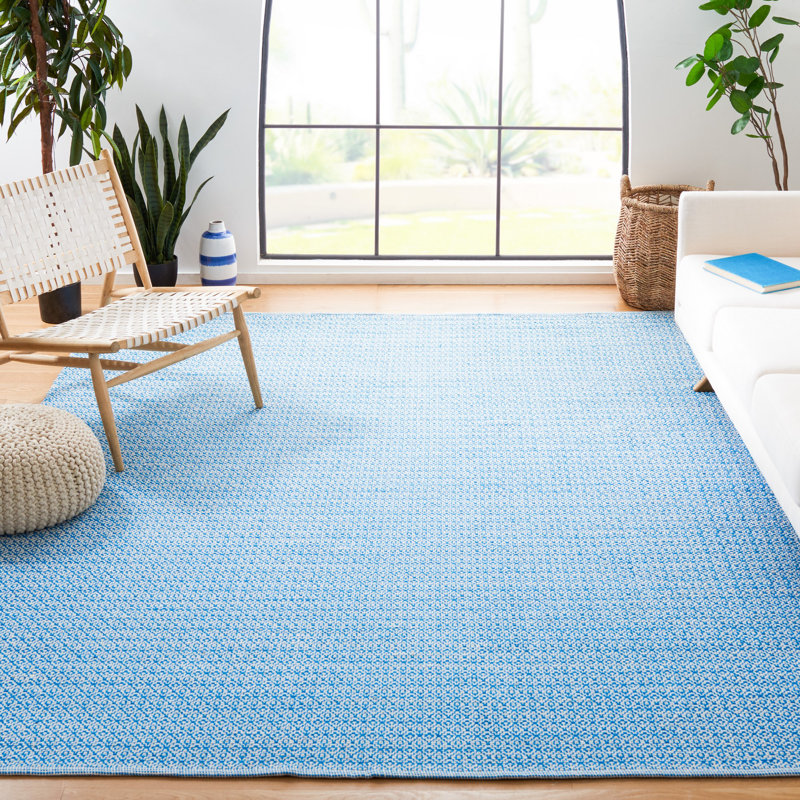 Absalat Hand Woven Cotton Geometric Rug, Rectangle 5' x 7'