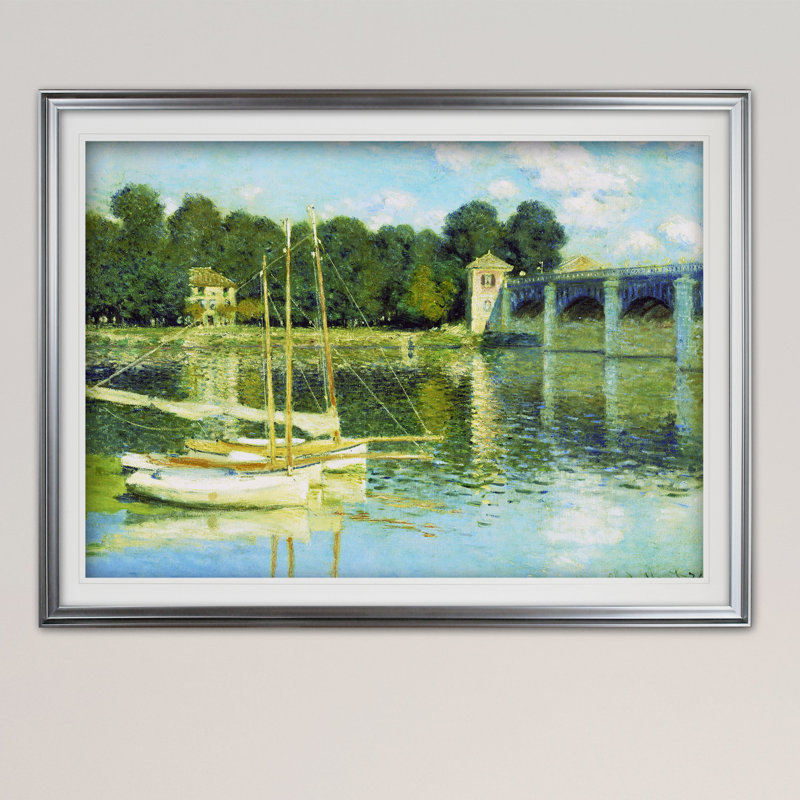 «Bridge at Argenteuil» par Claude Monet, reproduction, H 31 po x l 43 po x P 1,5 po, Cadre noir