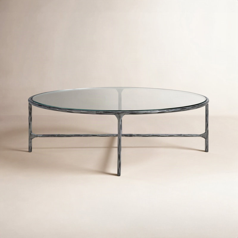 Evelynn Glass Top Coffee Table, Silver, Clear