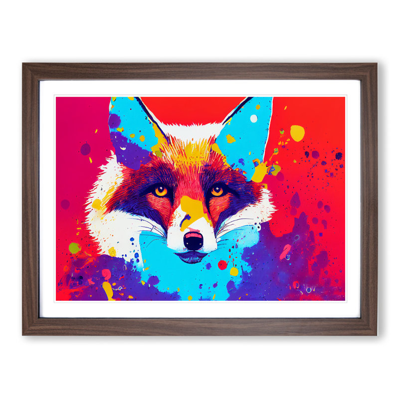 Fox Splatter Vol.4 Abstract - Single Picture Frame Print, 46cm H x 64cm W x 2cm D, Walnut
