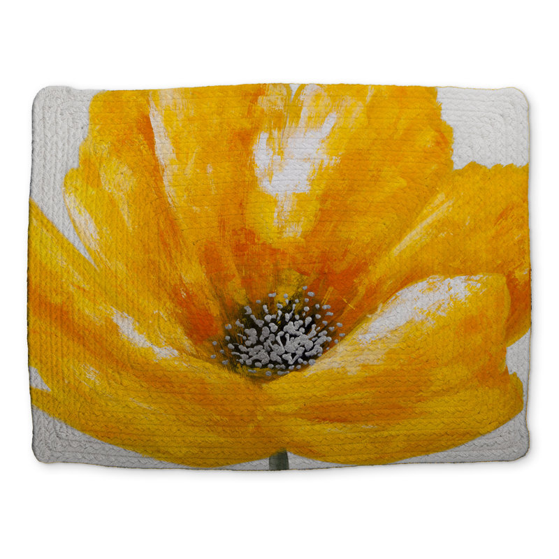 Beautiful Yellow Floral Placemat | Braided Polyester Decor
