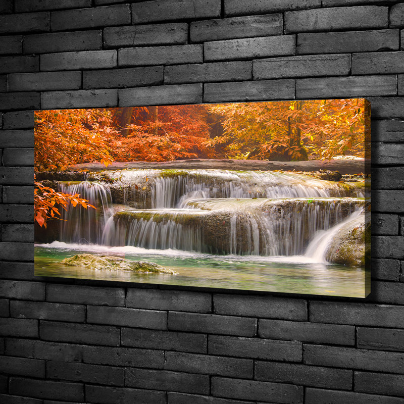 Waterfall in Autumn 1 Piece Wall Art on Canvas