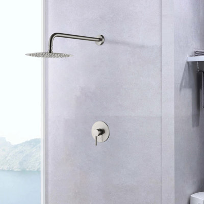 Wall Mounted Shower Faucet In Enchanting Brushed Nickel With Valve - Brass Creation Elegant Fine Organization