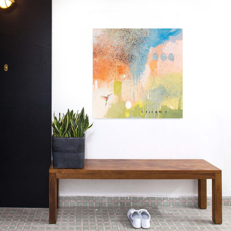 Colibri contemporain à la maison 1, H 32 po x l 32 po