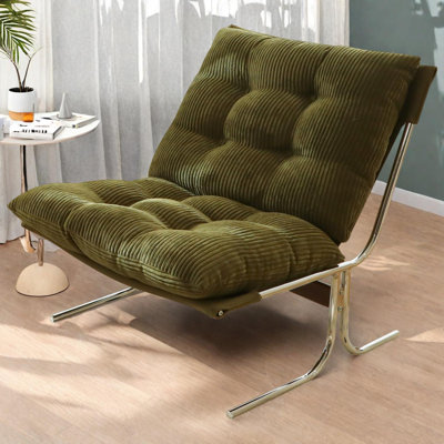 Modern Accent Chair with Metal Frame, Upholstered Soft Cushion for Living Room & Office