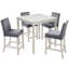 Ensemble de table 5 pièces à hauteur de comptoir, ensemble de table de cuisine en bois avec table carrée et 4 chaises rembourrées, ensemble de table de salle à manger à hauteur de comptoir avec décoration en cristal et ensemble de chaises
