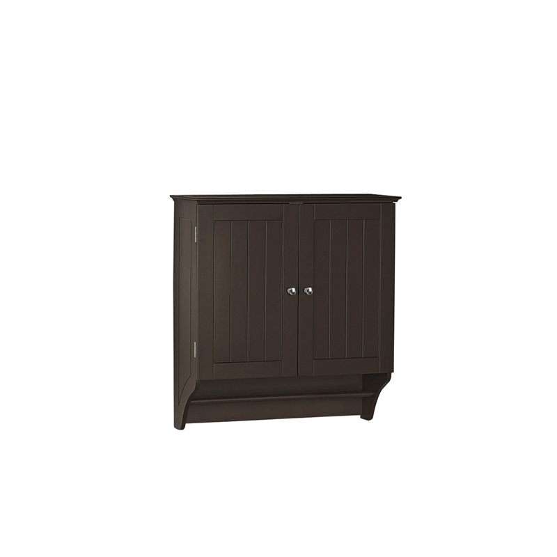 Espresso Two-Door Wall Mounted Medicine Cabinet with Towel Bar