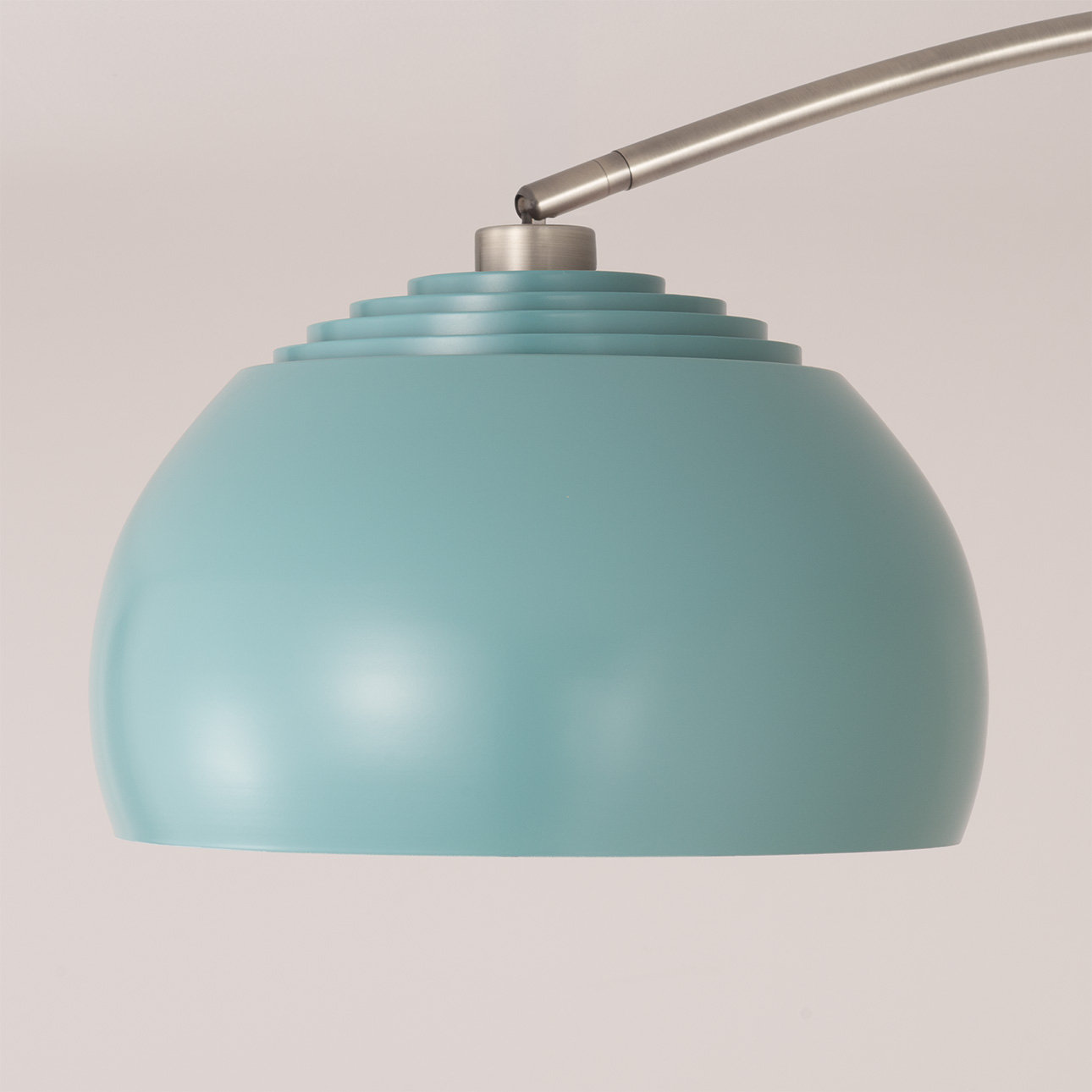 Half Dome 92" Arc Lamp - Satin Nickel Steel, White Marble Base, Half-Dome Shade, Dimmable, Bulb Included