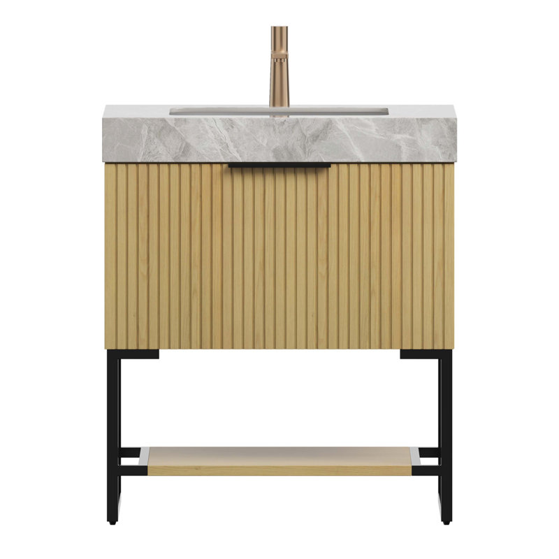 30" Bathroom Vanity With Sink, Natural, 30"