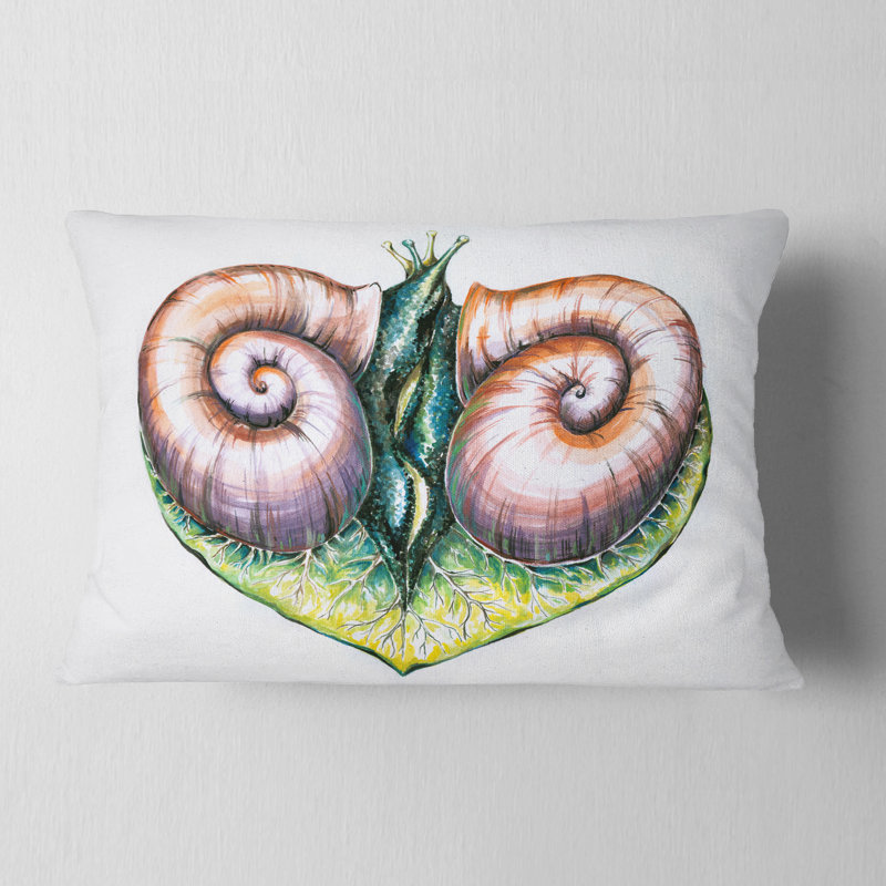 Coussin lombaire à coeur d’animal avec deux escargots dans l’amour