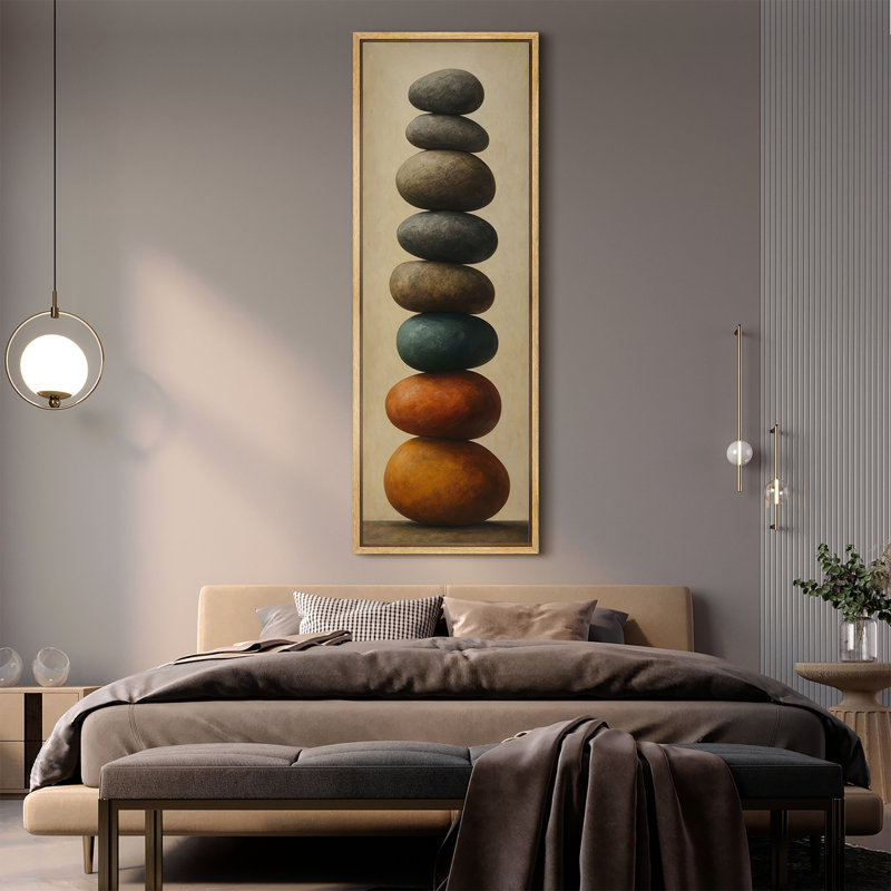 "Stacked Zen Art", impression sur toile encadrée, Naturel, H 60 po x l 20 po