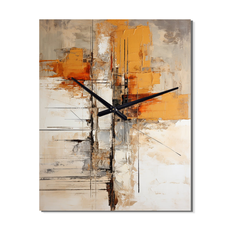 Horloge murale Impressions II - Collages abstraits, H 28 po x l 12 po x P 1 po