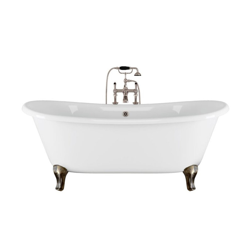 Admiral Bathtub with Decò Feet, White/Polished Aluminium