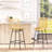 Dashel Rattan Bar Stools Set Of 2, 26" Counter Height Barstools, Boho Kitchen Island Stools With Breathable Wicker Seat And Back
