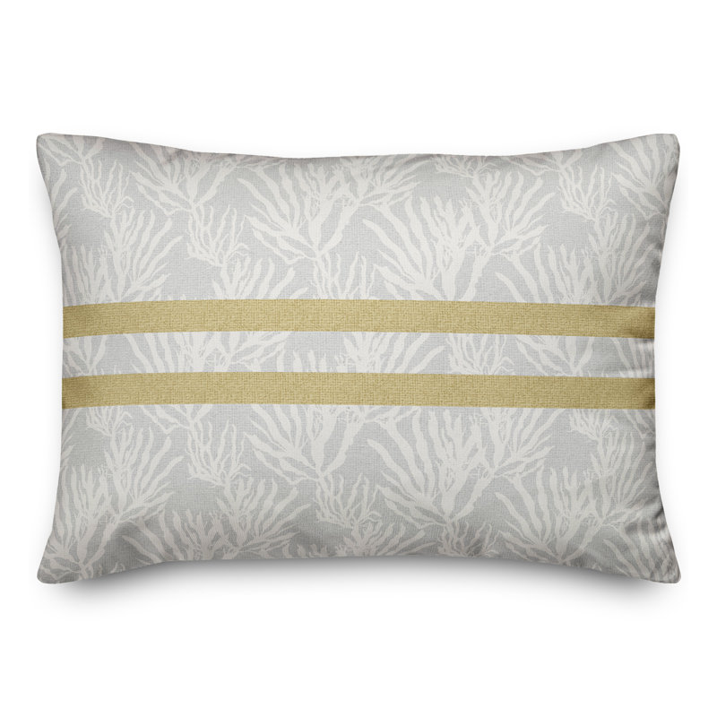 Striped Reversible Throw Pillow, White/Yellow