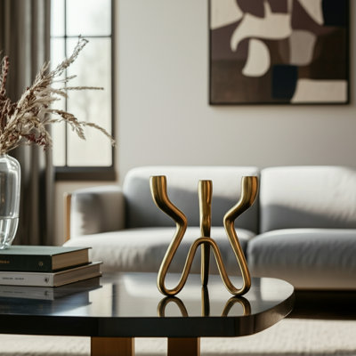 Modern Metal Aluminum Taper Holder With Unique Curved Design Contemporary Pillar Candle Holder Decorative Accent For Home Decor