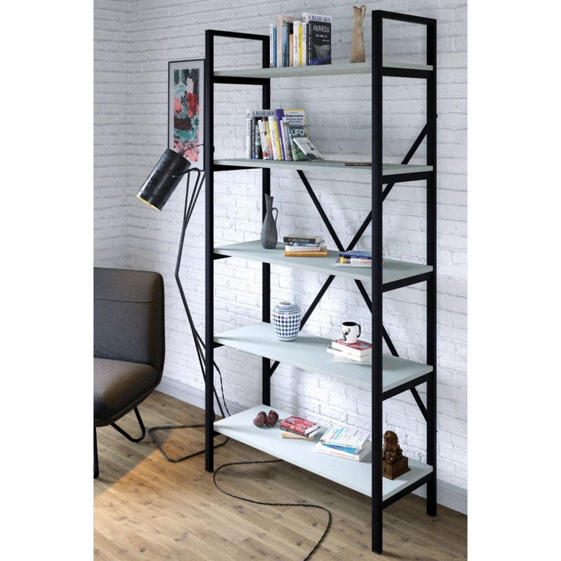 Albaro 180cm H x 90cm W Metal Etagere Bookcase, White