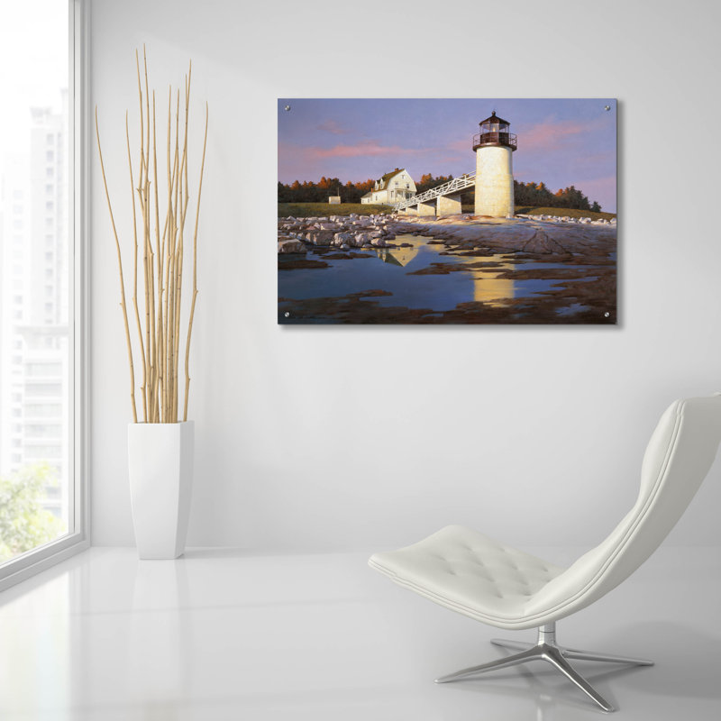 Art mural en verre, "Phare 3" par Zhen-Huan Lu, H 24 po x l 36 po x P 0,2 po