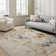 Abstract Machine Washable Gold No-Skid Area Rug
