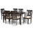 Joslyne 7-Pc Dining Set in Sand Fabric and Dark Brown Finished Wood, 37.4'' H X 18.7'' W X 20'' D