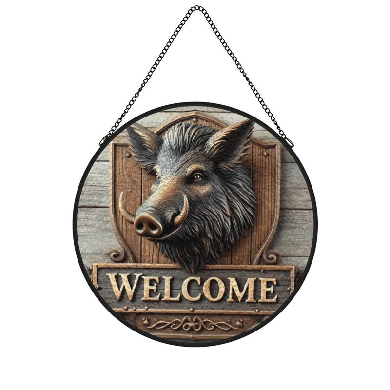 Panneaux de vitrail Boarhead, 7.8x7.8in(20x20cm)
