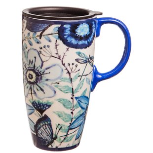 In Stock, Small Blue Brown Ceramic Travel Mug With Silicone Lid, 14 Oz  Stoneware Coffee Mug, Blue Brown Eco Mug, Handmade Clay Travel Mug 