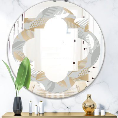 Miroir mural moderne sans cadre à motif de feuilles d'automne quadrilobe