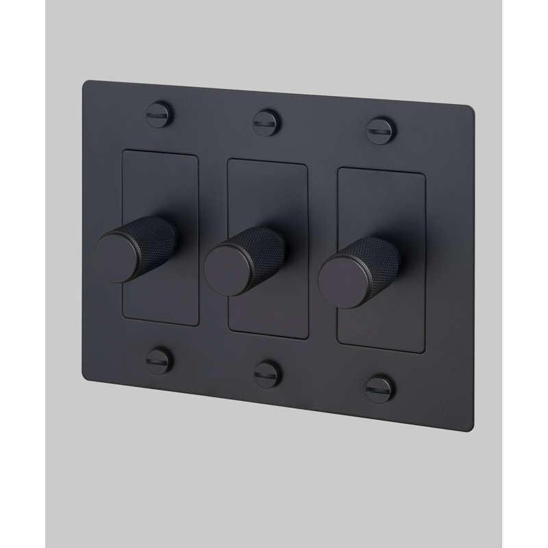 1G Dimmer / Non-Logo , Black, 3 Gang