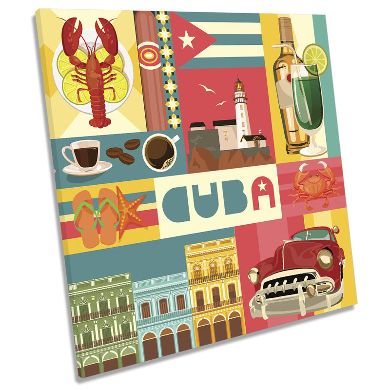 Z2548 Cuba Collage - Wrapped Canvas Print, 60cm H x 60cm W x 2cm D