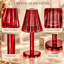Lampe à bougie en verre cristal Lya de 30 cm avec abat-jour en verre, porte-bougie décoratif pour chandelle chauffe-plat et votive, rouge-1892653116