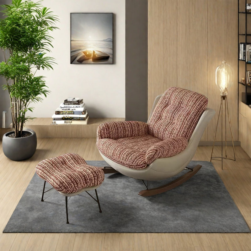 Chaise berçante en velours flocon de neige et duvet