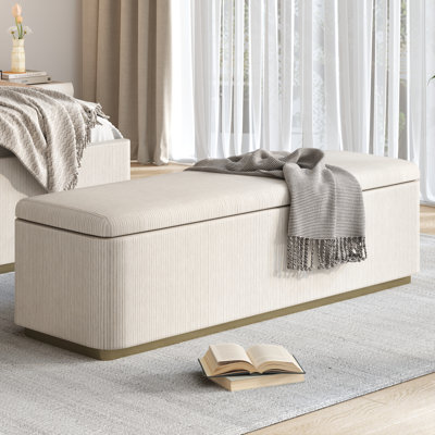 Banc de rangement rembourré en velours côtelé