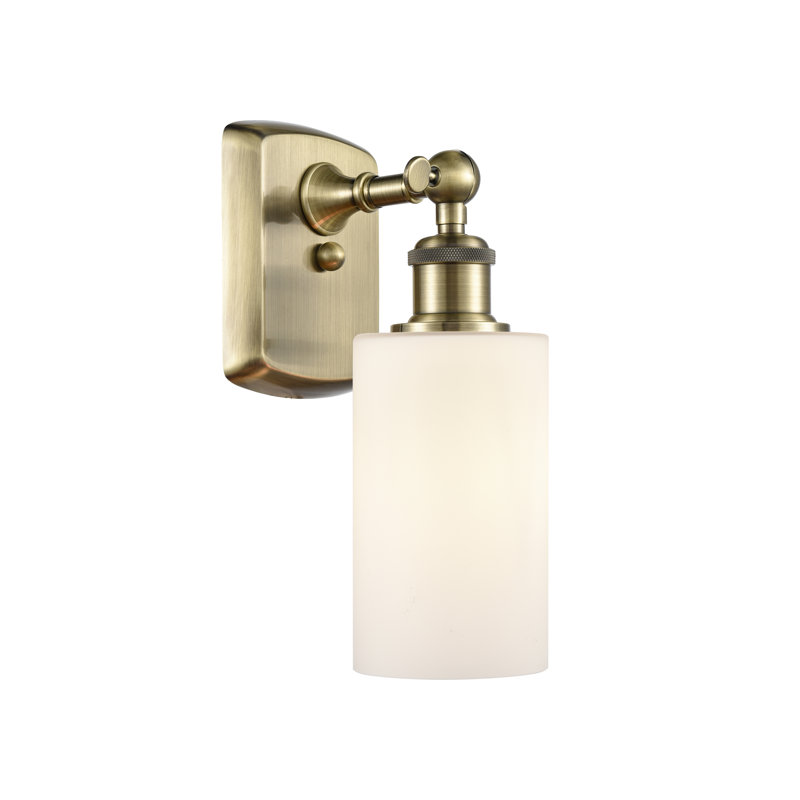 Glessite Armed Sconce, Antique Brass, Matte White, Incandescent