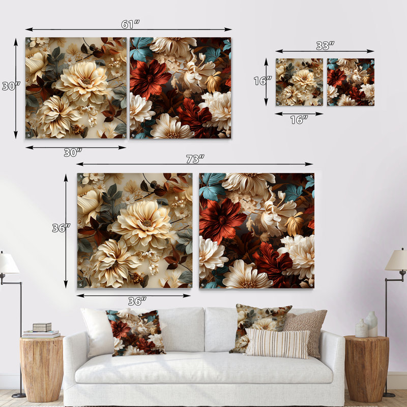 Rustic Victorian Brocade Victorian, H 36 po x l 73 po